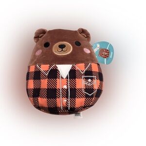Squishmallows Omar the Bear - Brown and Orange Plaid